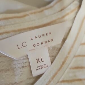 LC Lauren Conrad Women's Top in Cream and Tan Stripes